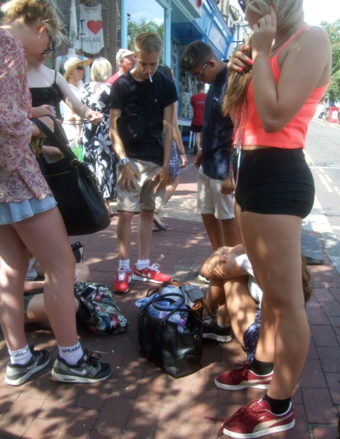Free porn pics of Candid Teens 35 - Chunky Girl in Tight Lycra Shorts & Friends 24 of 42 pics