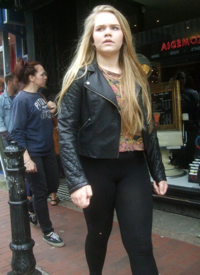 Free porn pics of Candid Teens 34 - Chunky Girl in Leggings & Pantyhose 22 of 35 pics