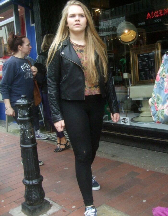 Free porn pics of Candid Teens 34 - Chunky Girl in Leggings & Pantyhose 21 of 35 pics