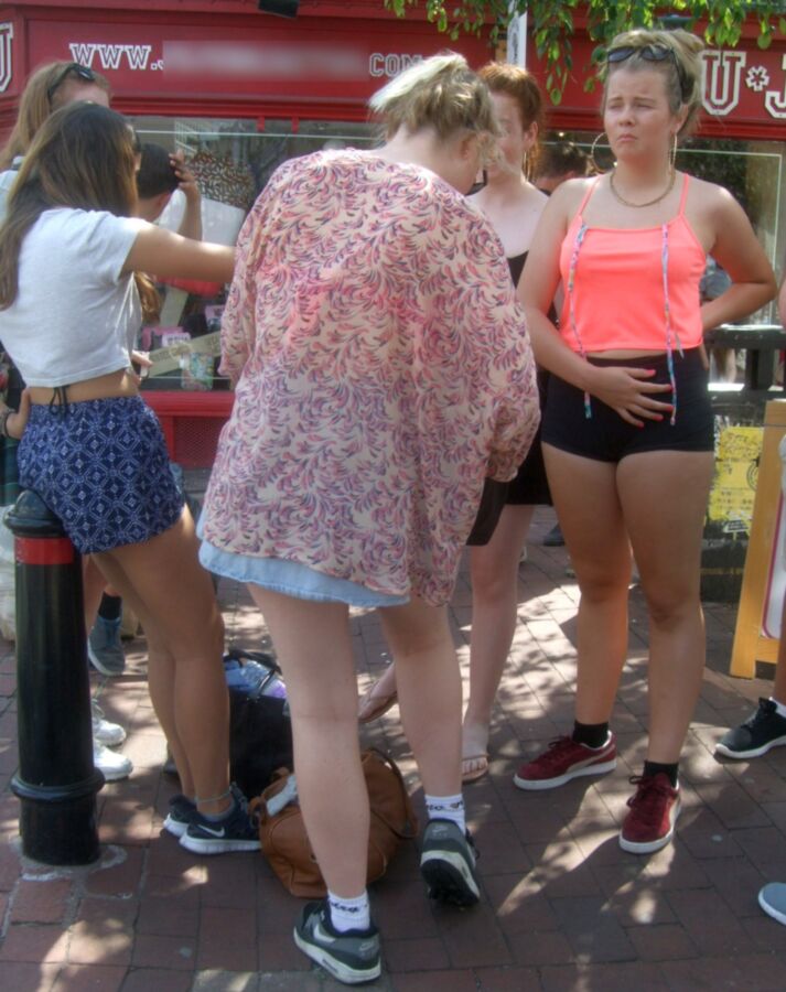 Free porn pics of Candid Teens 35 - Chunky Girl in Tight Lycra Shorts & Friends 18 of 42 pics