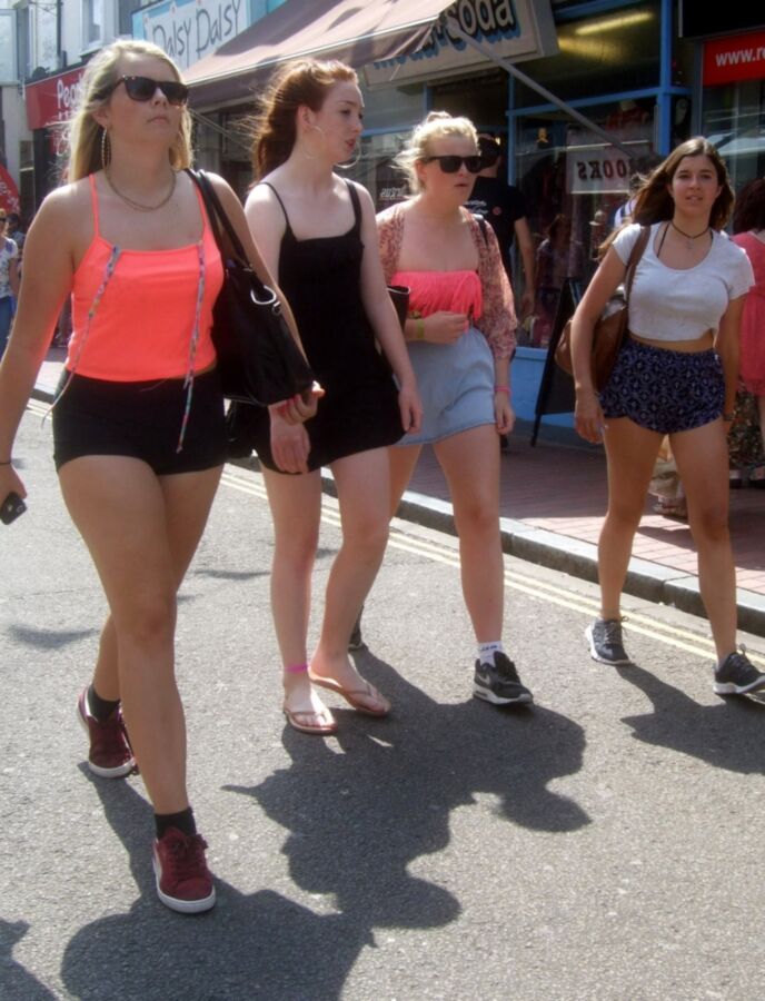 Free porn pics of Candid Teens 35 - Chunky Girl in Tight Lycra Shorts & Friends 10 of 42 pics