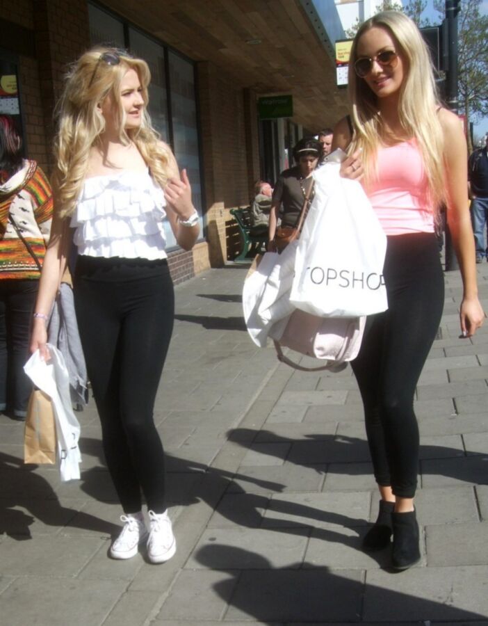 Free porn pics of Candid 36 - Two Young Blondes in Leggings 16 of 22 pics