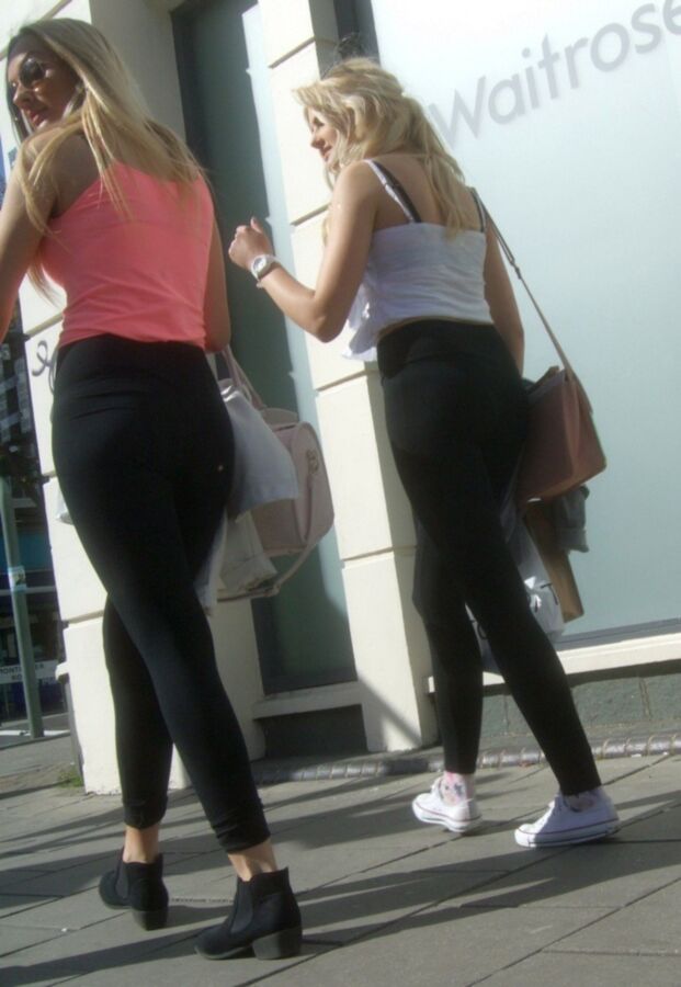 Free porn pics of Candid 36 - Two Young Blondes in Leggings 4 of 22 pics