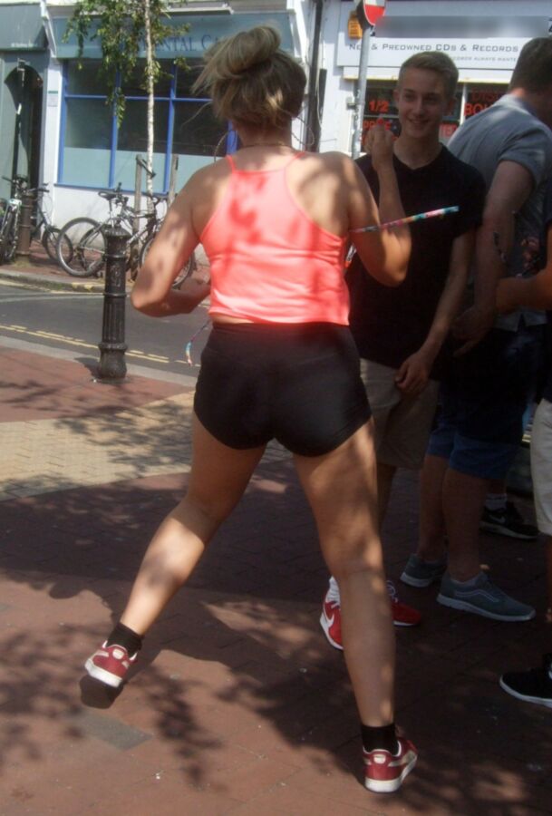 Free porn pics of Candid Teens 35 - Chunky Girl in Tight Lycra Shorts & Friends 5 of 42 pics