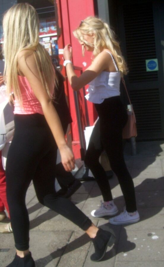 Free porn pics of Candid 36 - Two Young Blondes in Leggings 20 of 22 pics
