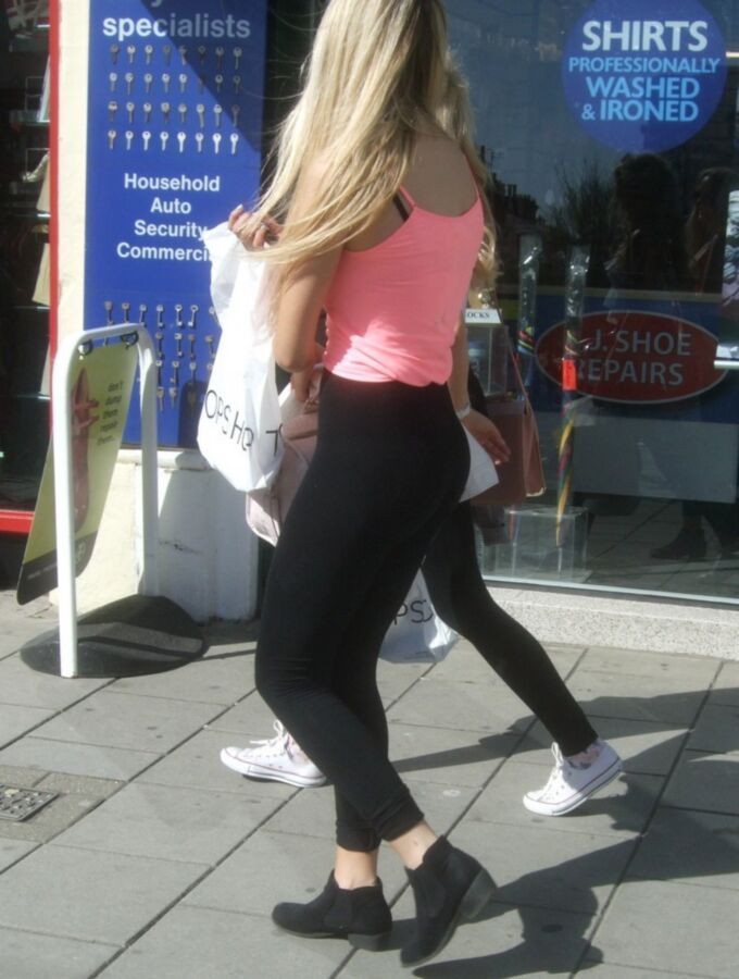 Free porn pics of Candid 36 - Two Young Blondes in Leggings 11 of 22 pics