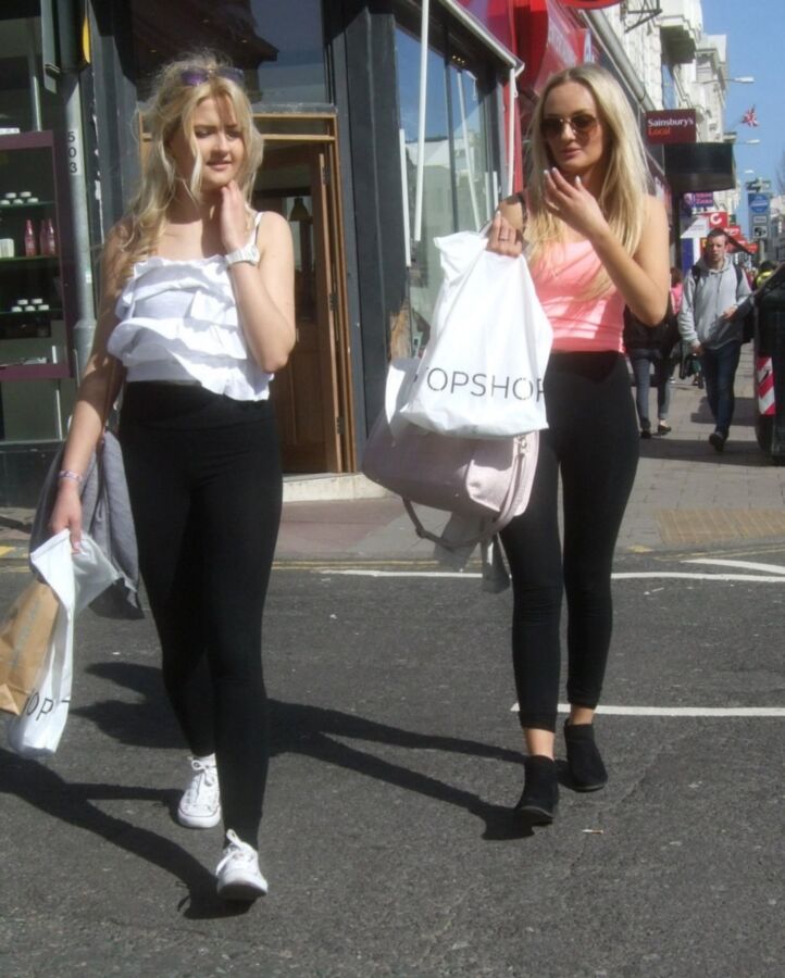 Free porn pics of Candid 36 - Two Young Blondes in Leggings 22 of 22 pics