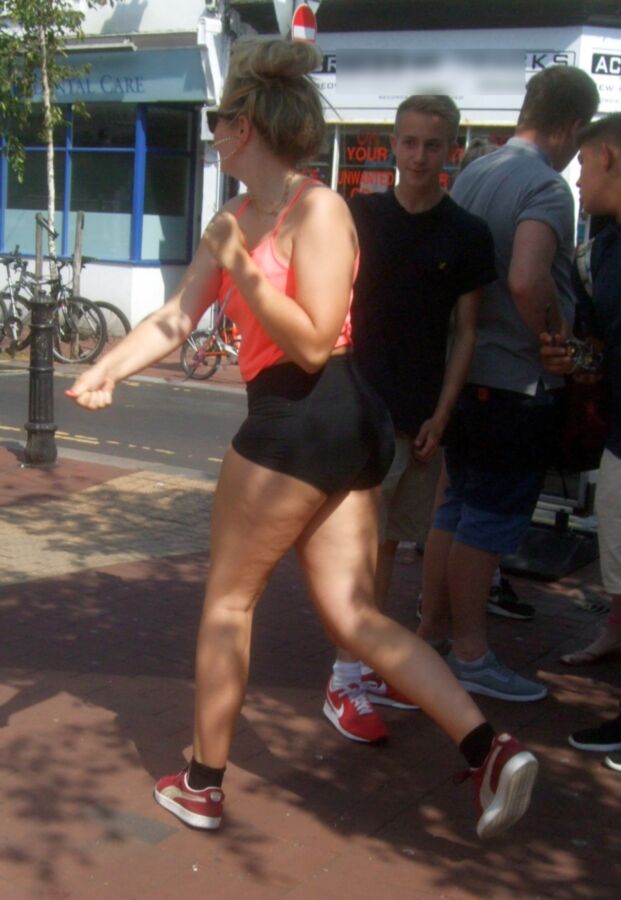 Free porn pics of Candid Teens 35 - Chunky Girl in Tight Lycra Shorts & Friends 6 of 42 pics