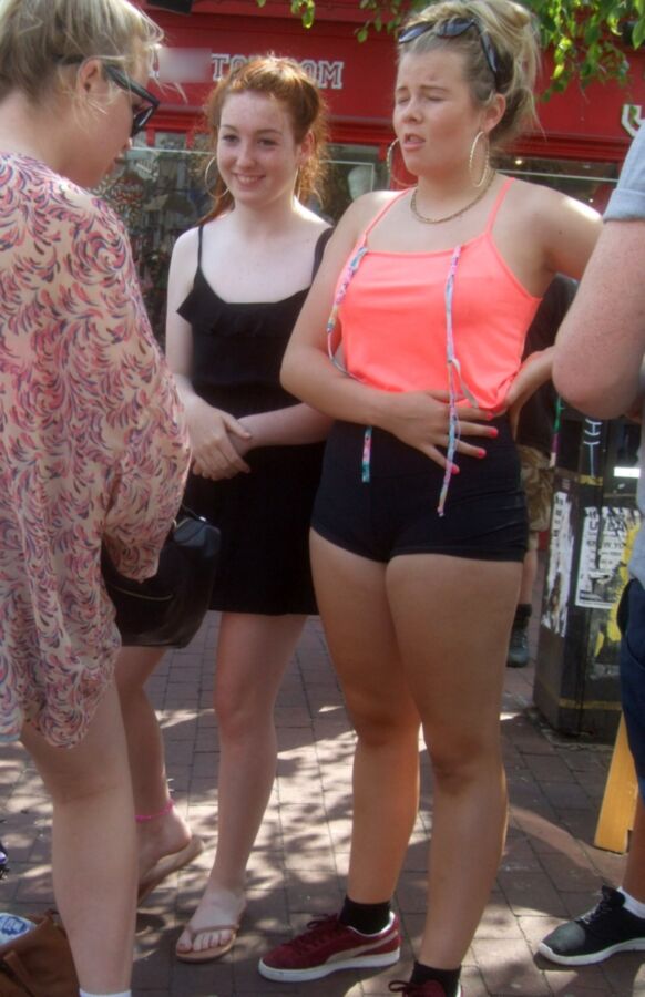 Free porn pics of Candid Teens 35 - Chunky Girl in Tight Lycra Shorts & Friends 21 of 42 pics