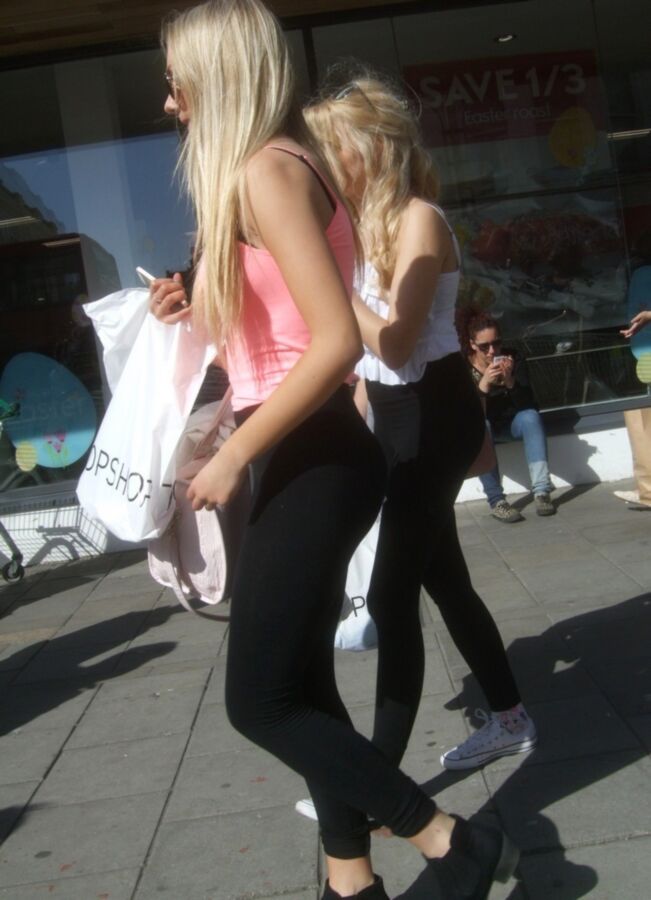 Free porn pics of Candid 36 - Two Young Blondes in Leggings 10 of 22 pics