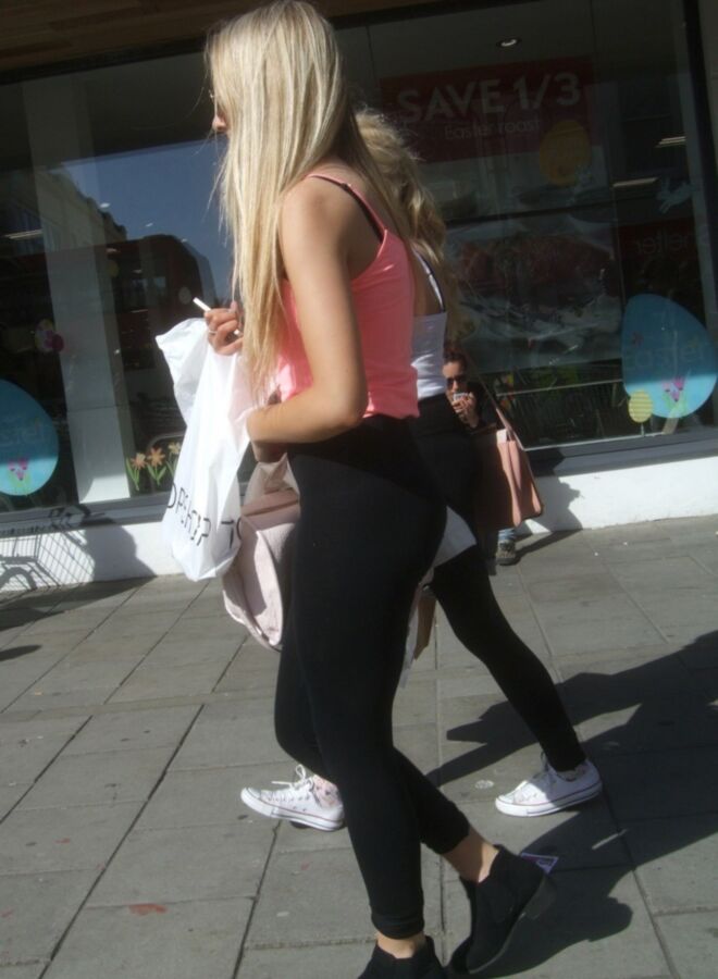 Free porn pics of Candid 36 - Two Young Blondes in Leggings 15 of 22 pics