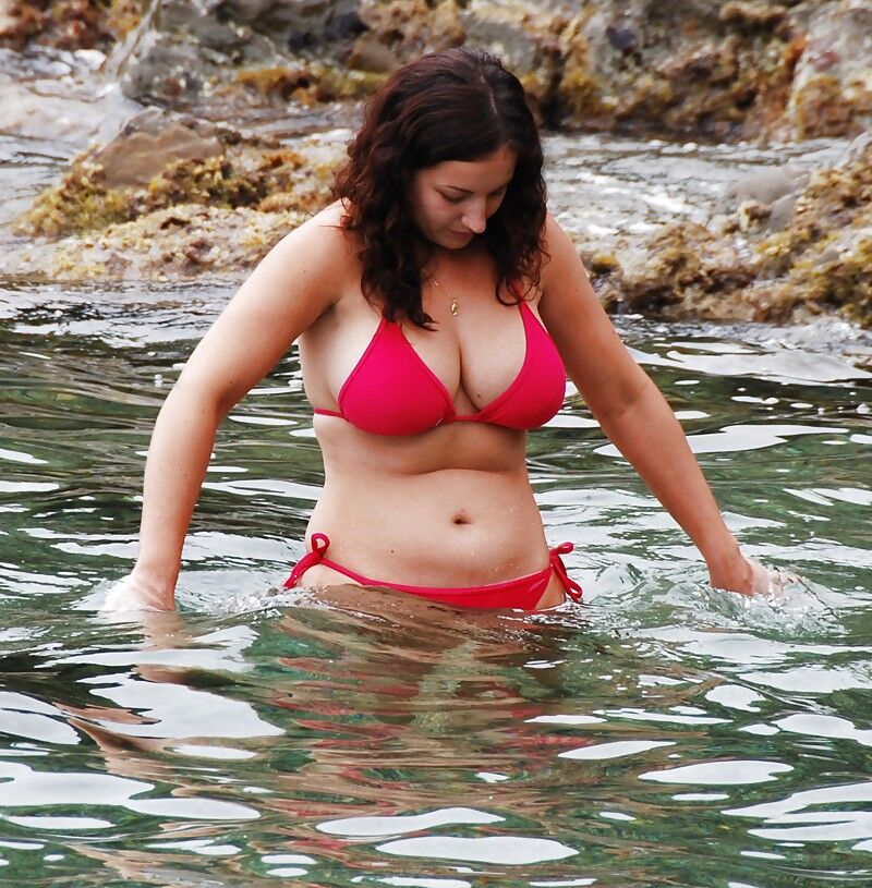 Free porn pics of Busty Brunette in Red Bikini is Just So Fucking Gorgeous 17 of 20 pics