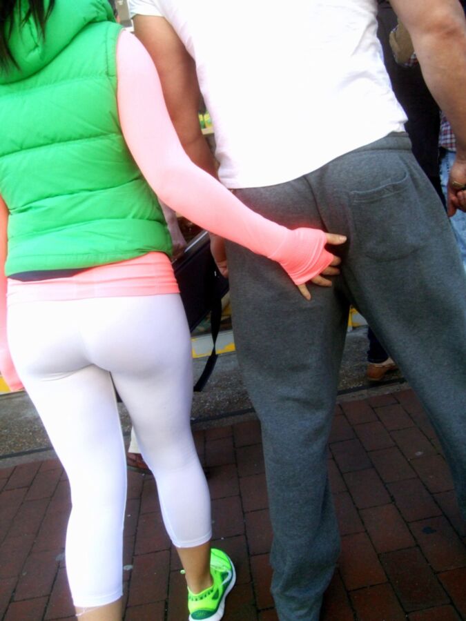 Free porn pics of Candid 39 - Tasty Butt in White Leggings 1 of 21 pics