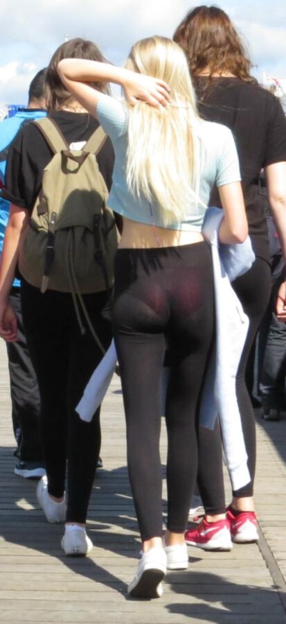 Free porn pics of Blonde teen in totally see-through leggings 15 of 28 pics