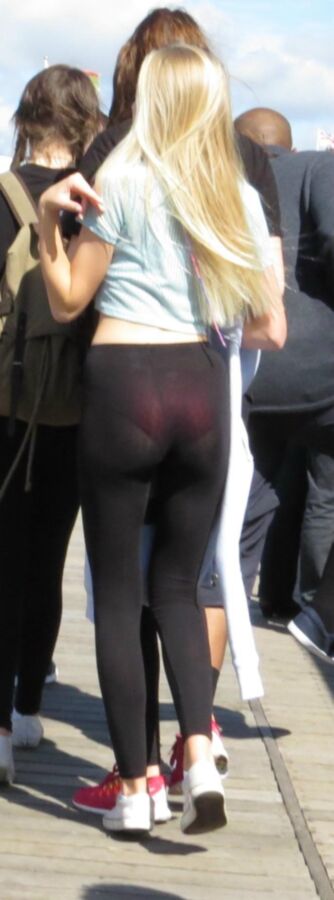 Free porn pics of Blonde teen in totally see-through leggings 18 of 28 pics