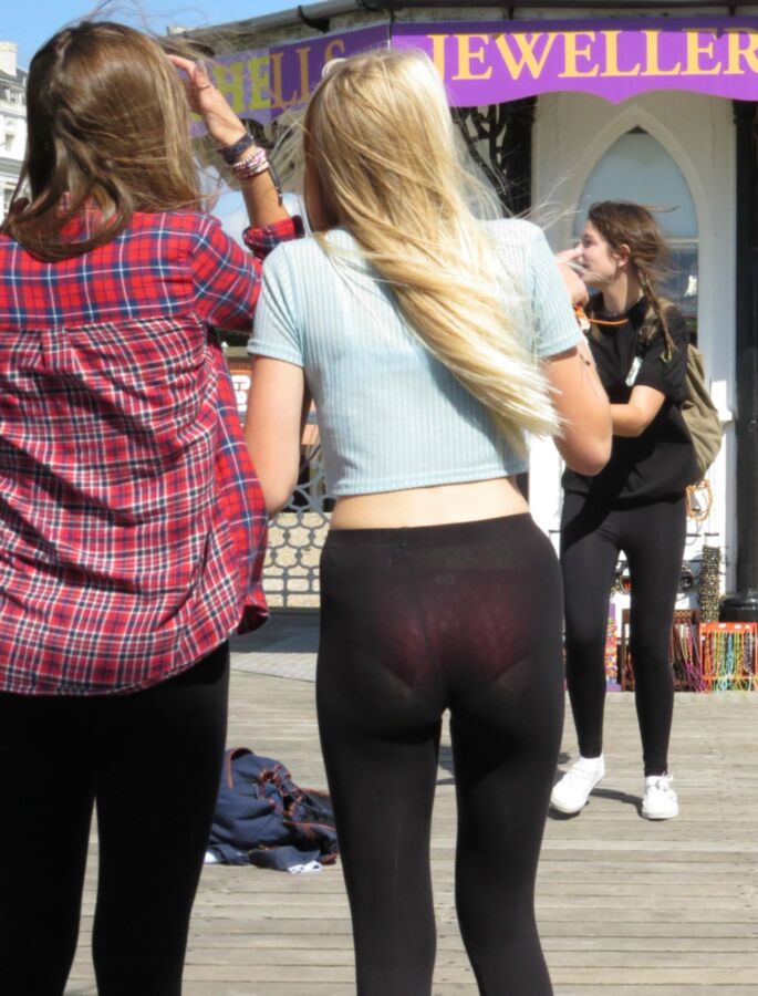 Free porn pics of Blonde teen in totally see-through leggings 24 of 28 pics