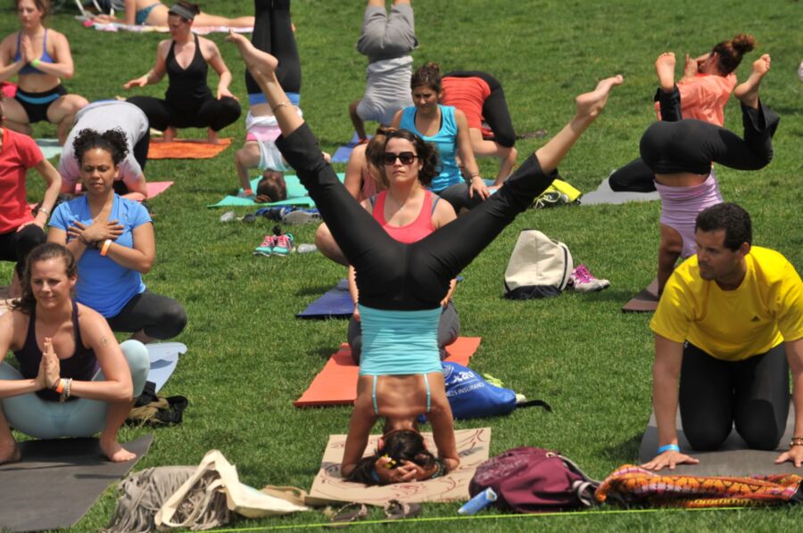 Free porn pics of Busty yoga in the park 6 of 7 pics