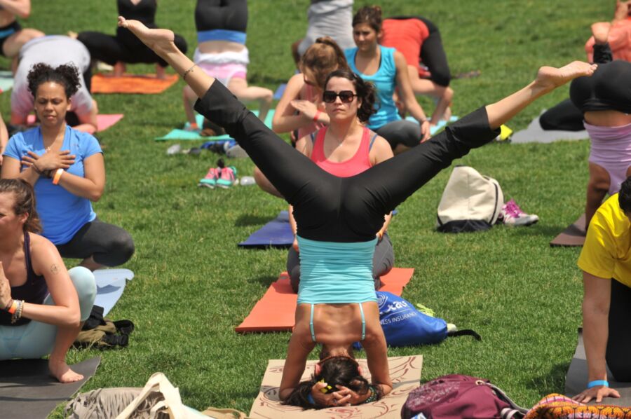 Free porn pics of Busty yoga in the park 7 of 7 pics