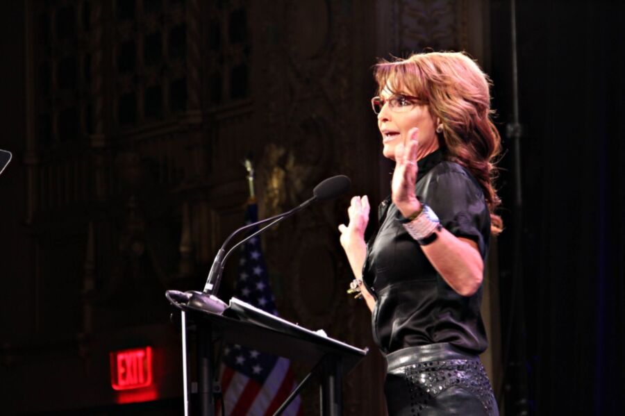 How can you resist getting off to Sarah Palin in leather? 