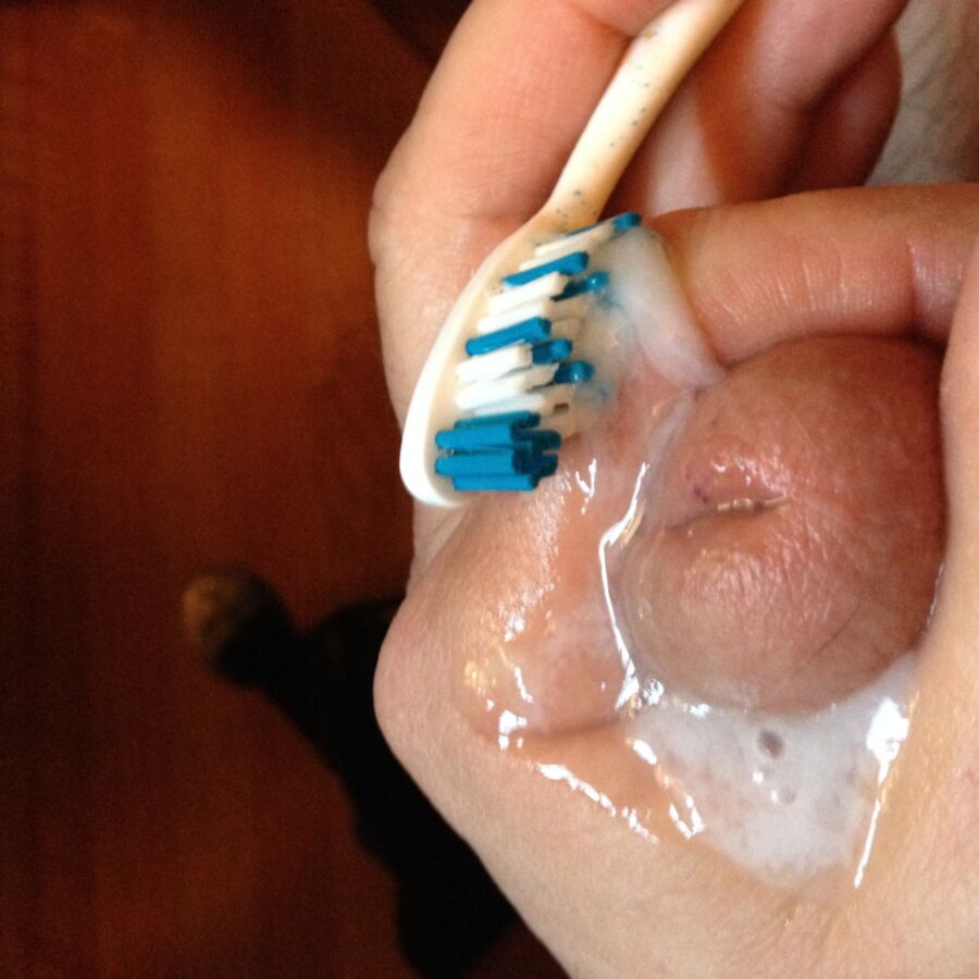 Free porn pics of Opps, I came all over a clients toothbrush again while she was o 7 of 9 pics