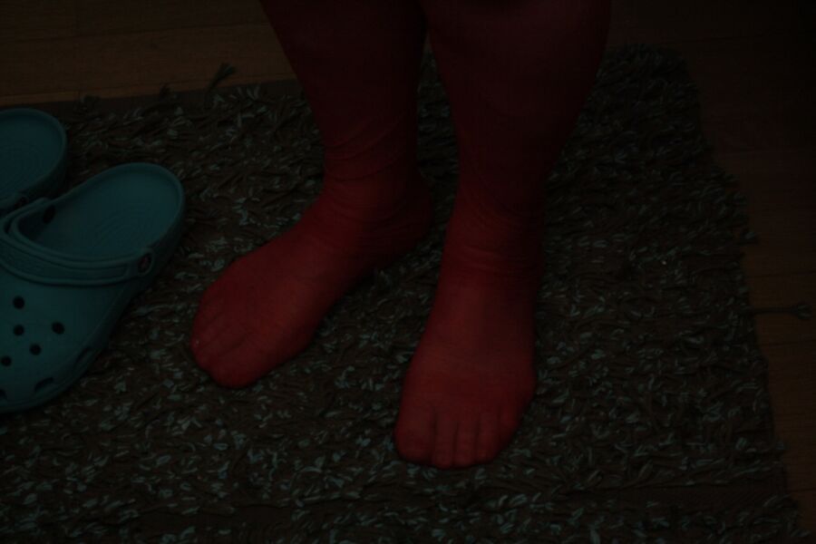 Free porn pics of red pantyhose in Crocs 4 of 32 pics