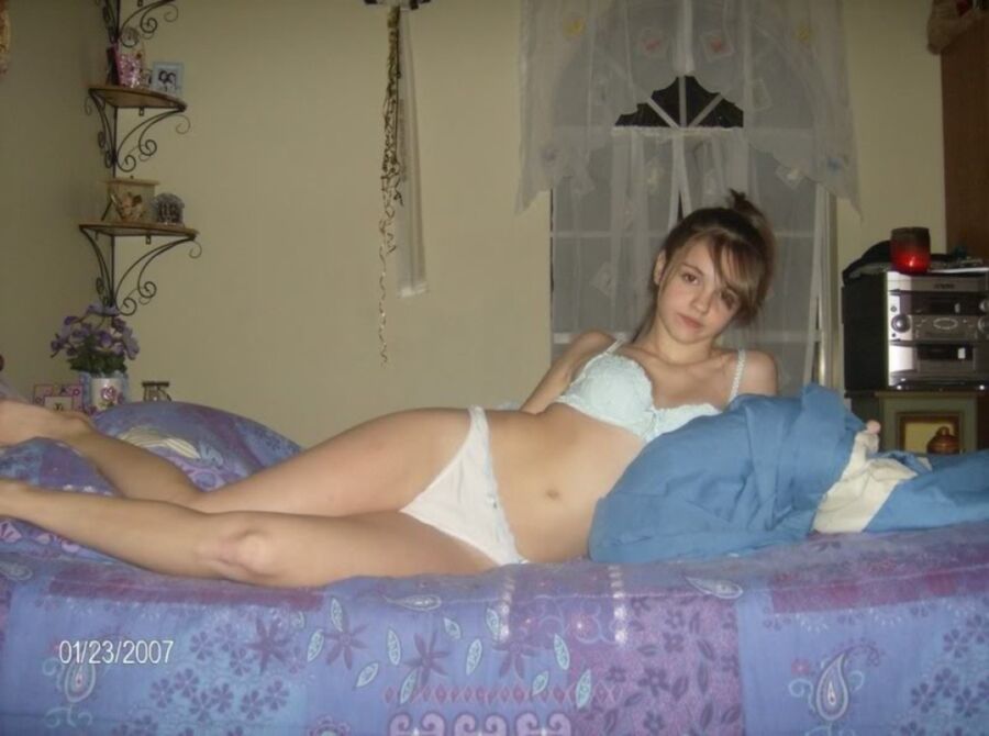 Free porn pics of Stunning Innocent Teen Posing On Her Bed in Bra & Thong 8 of 12 pics