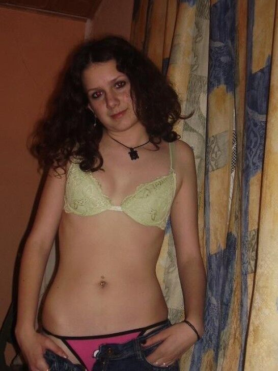 Free porn pics of Lovely Brunette Teen On Her Bed in Bra and Panties 18 of 18 pics