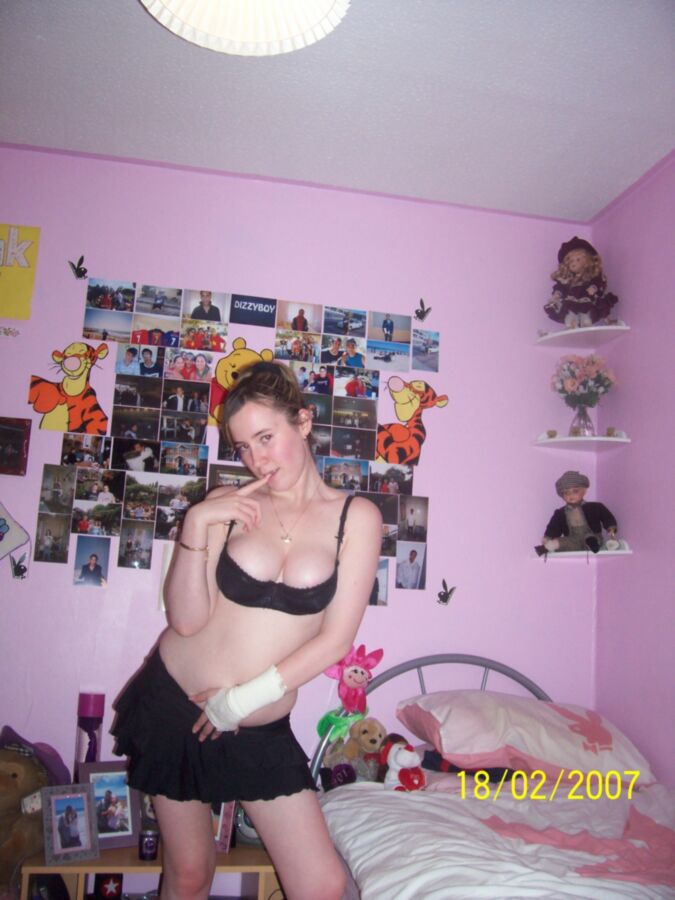Free porn pics of Busty Braces Teen Posing in Her Bra & Panties On Her Bed 14 of 15 pics