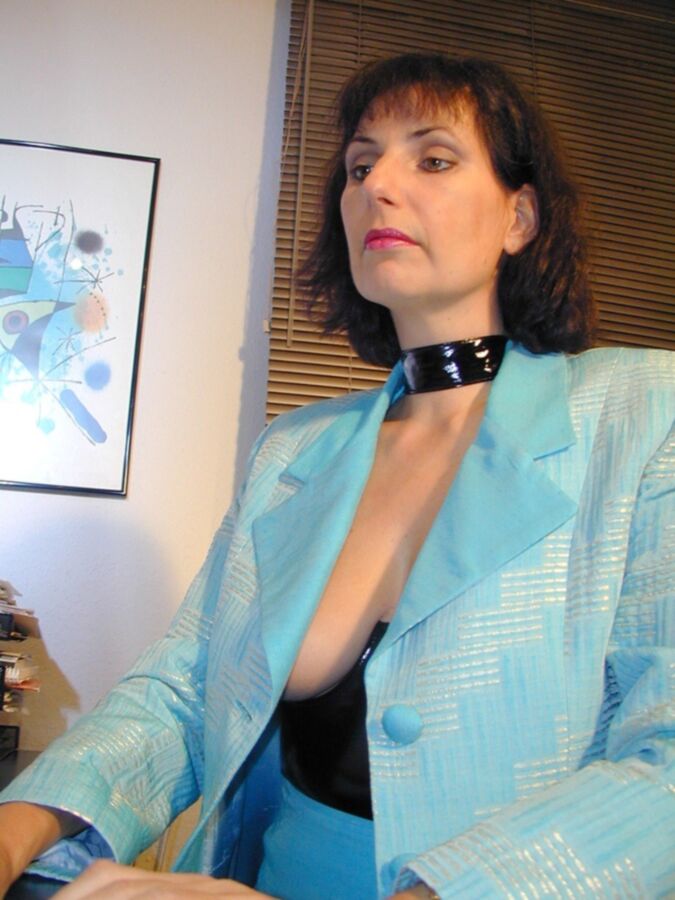 Free porn pics of Ready for Office. Under the blue suit Wife wearing latex body. 3 of 32 pics