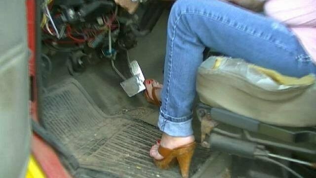 Free porn pics of Wooden High Heel Thongs / Pedal Pumping 11 of 36 pics