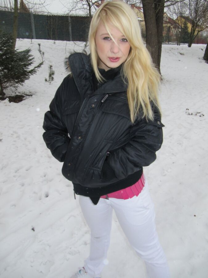 Free porn pics of Blonde in the Snow 1 of 16 pics