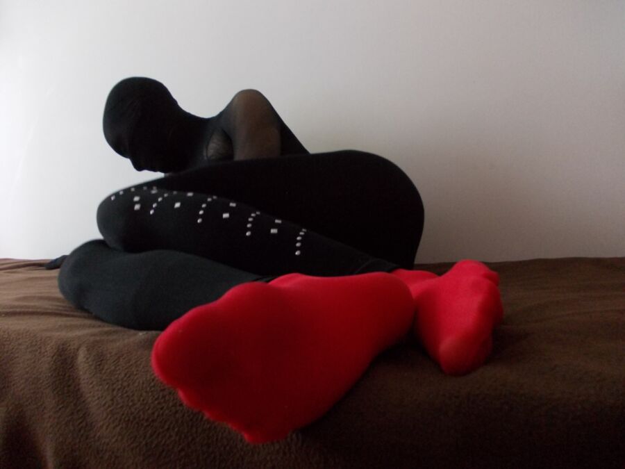 Free porn pics of Pantyhose Encasement & Red Stockings 6 of 9 pics