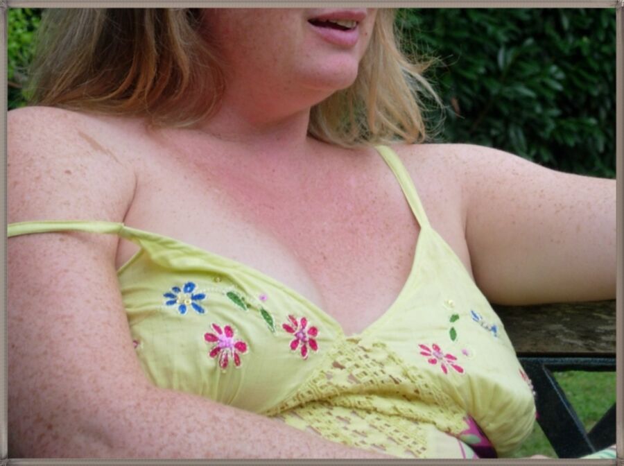 Free porn pics of Milf teasing in yellow dress outdoors 2 of 20 pics
