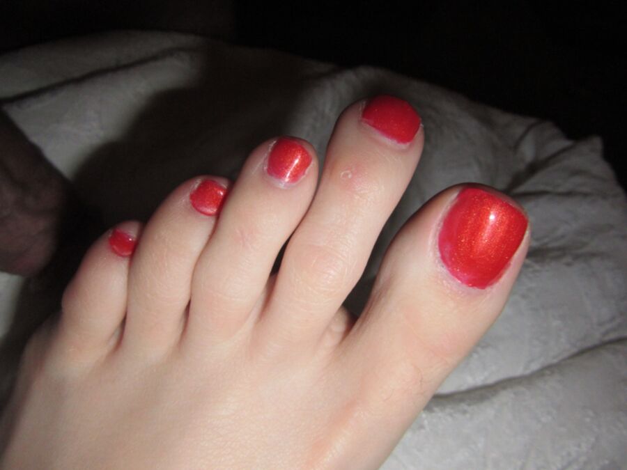 Free porn pics of Footjob with Long Skinny Toes 21 of 21 pics