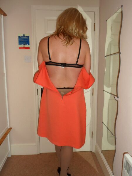 Free porn pics of CD Nicola in an Orange Shift Dress 15 of 17 pics