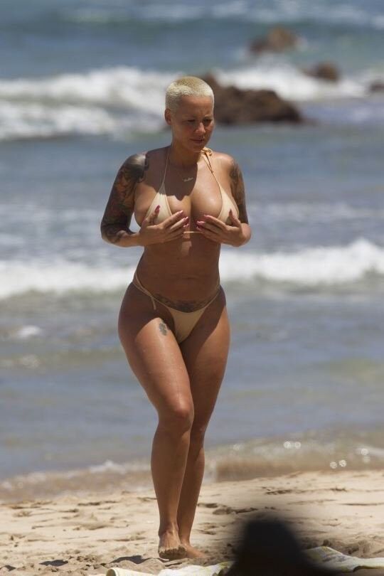 Free porn pics of Amber Rose Topless Tits Nipples Ass Bikini Beach Celebrities 14 of 23 pics
