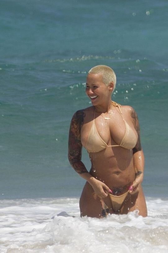Free porn pics of Amber Rose Topless Tits Nipples Ass Bikini Beach Celebrities 23 of 23 pics