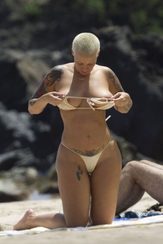Free porn pics of Amber Rose Topless Tits Nipples Ass Bikini Beach Celebrities 6 of 23 pics